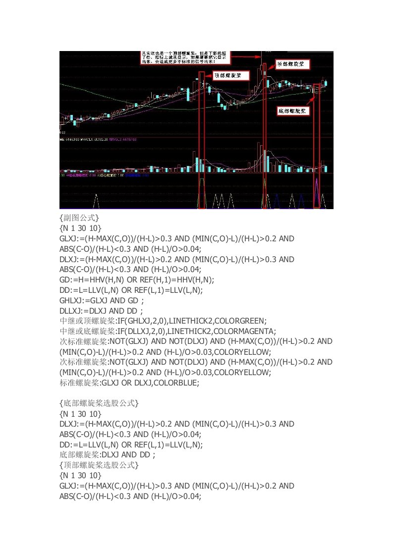 通达信指标公式源码顶底螺旋桨形态