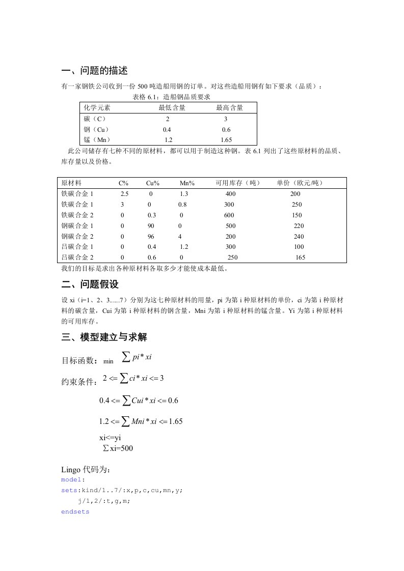 造船用钢优化问题