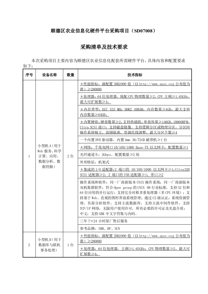 顺德区农业信息化硬件平台采购项目(SD8)