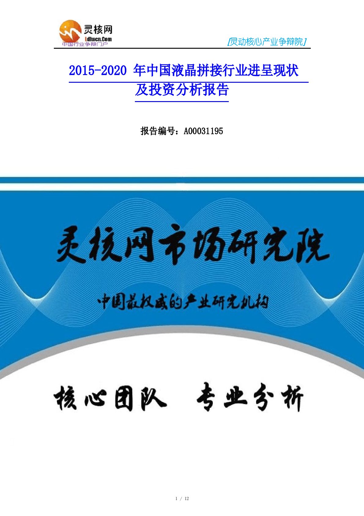 中国液晶拼接行业市场分析与发展趋势研究报告-灵核网