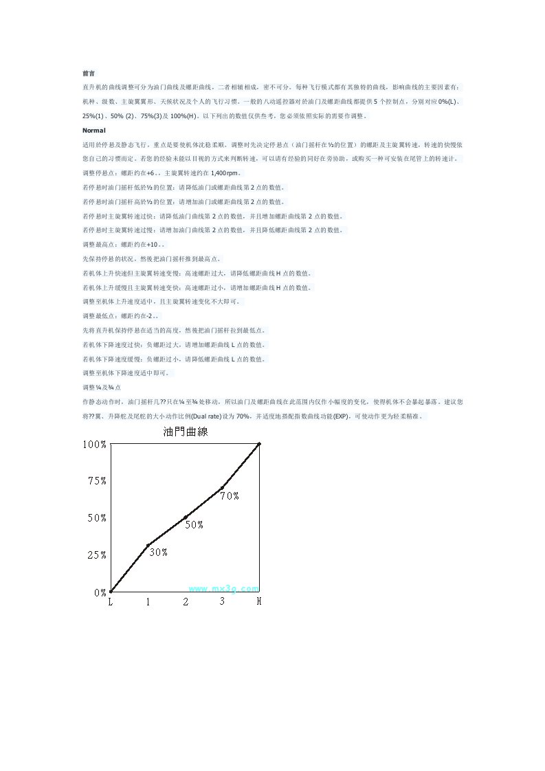 遥控直升机油门与螺距曲线调整教程