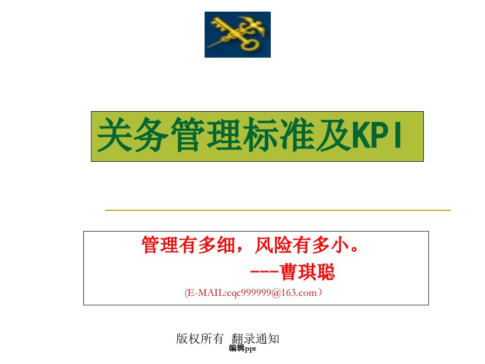 关务管理标准及kpi