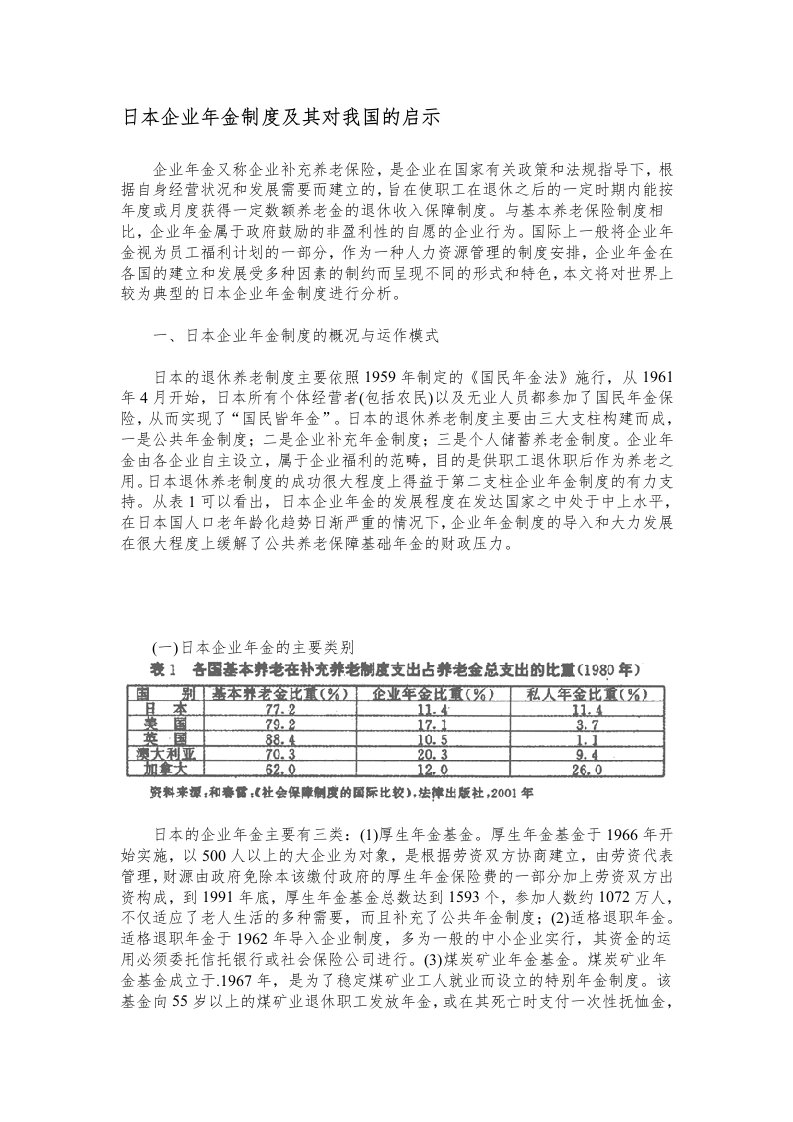 酒类资料-日本企业年金制度及其对我国的启示1