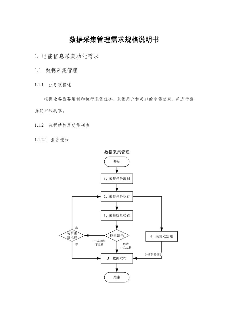 数据采集功能需求规格说明书