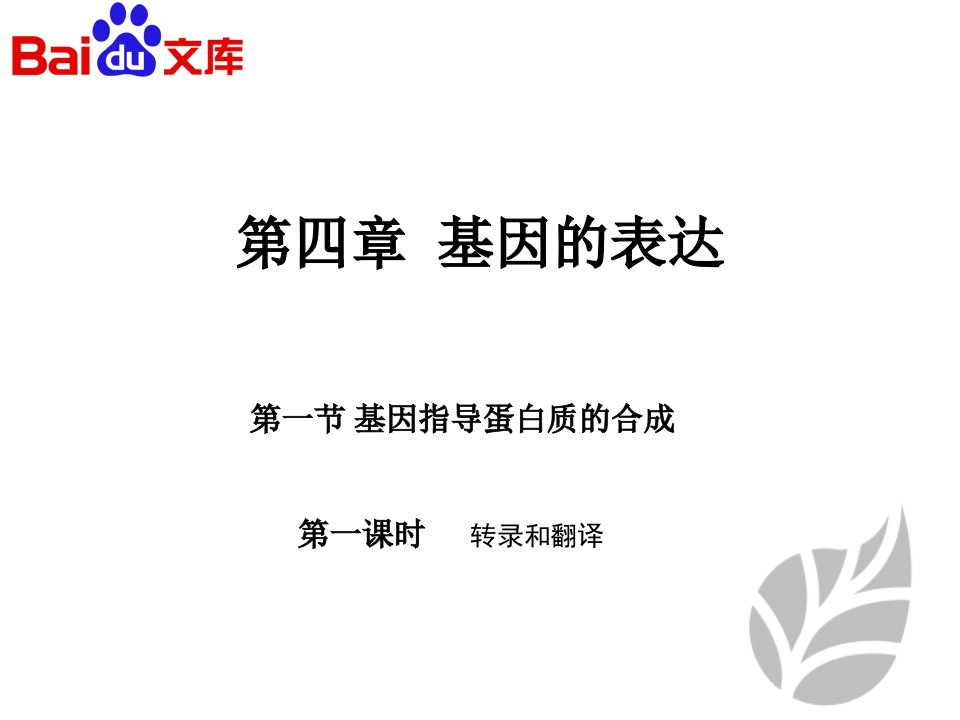 基因指导蛋白质的合成ppt课件-生物高二必修二第四章第一节人教版