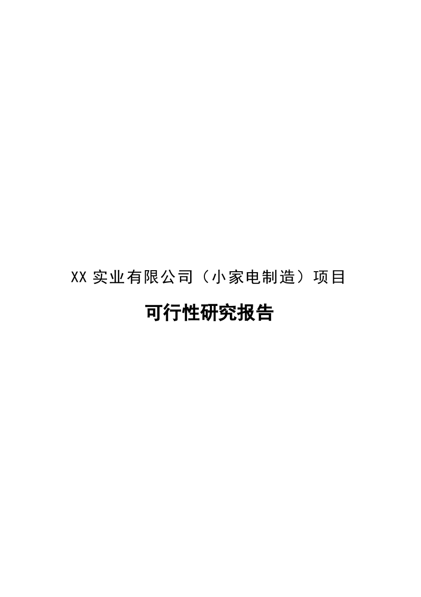 小家电制造项目可行性研究报告