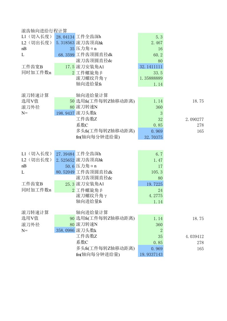 加工节拍计算