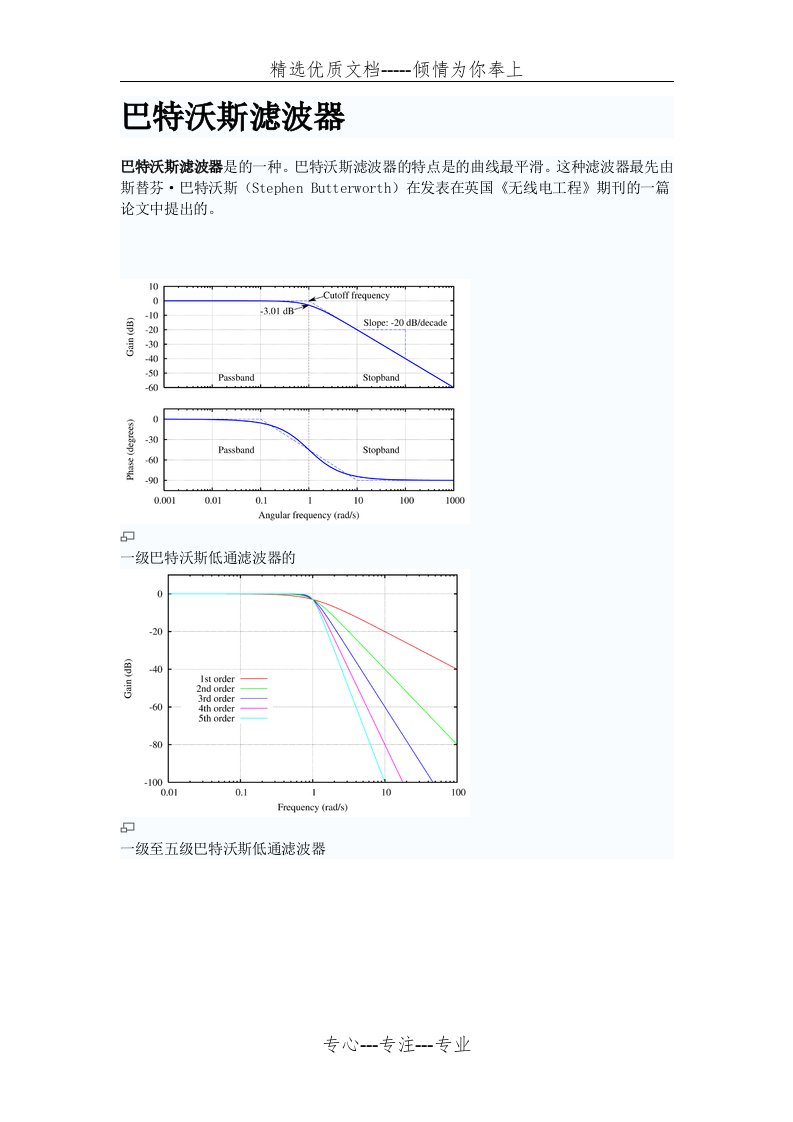 巴特沃斯滤波器原理(共7页)