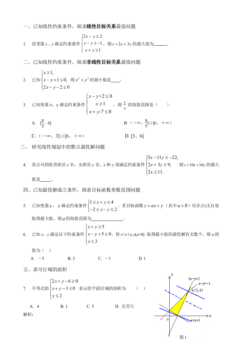 线性规划例题及详细解析