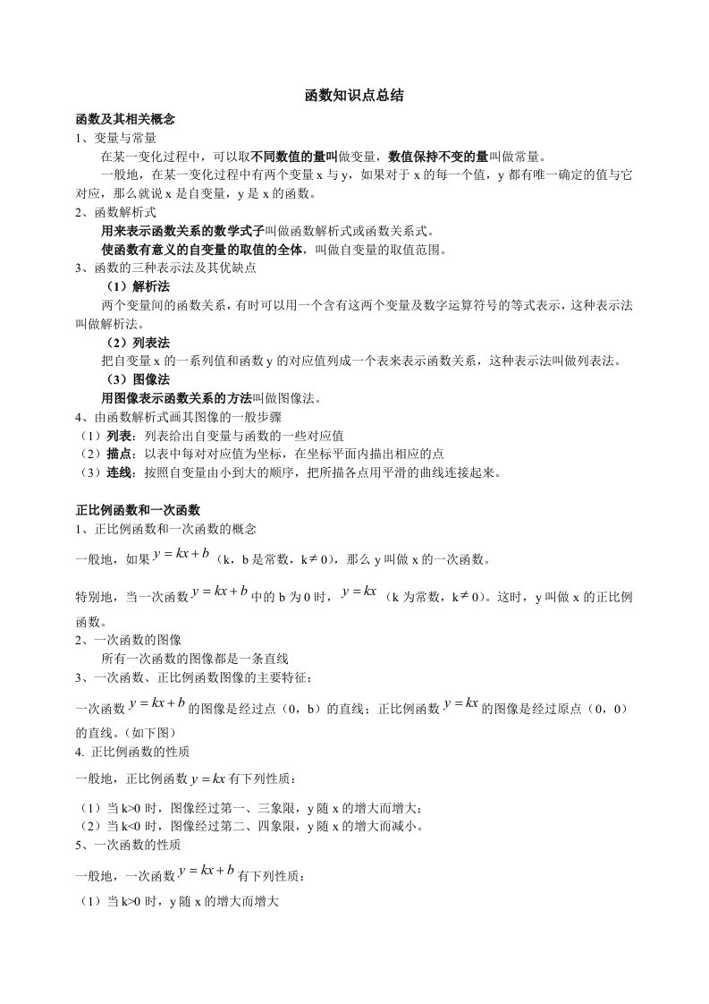 初二数学函数知识点