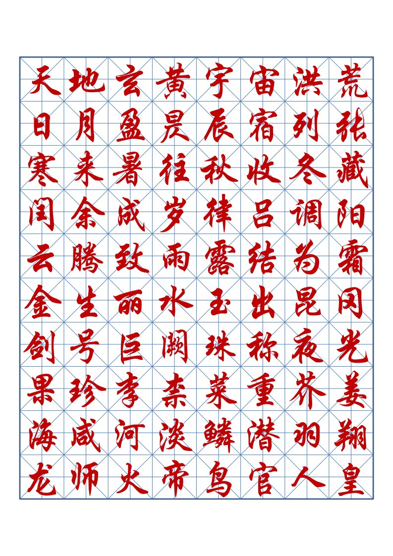 千字文(行楷字贴)