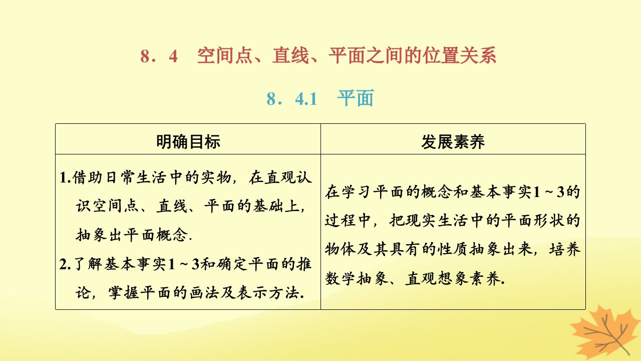 2022秋新教材高中数学第八章立体几何初步8.4空间点直线平面之间的位置关系8.4.1平面课件新人教A版必修第二册