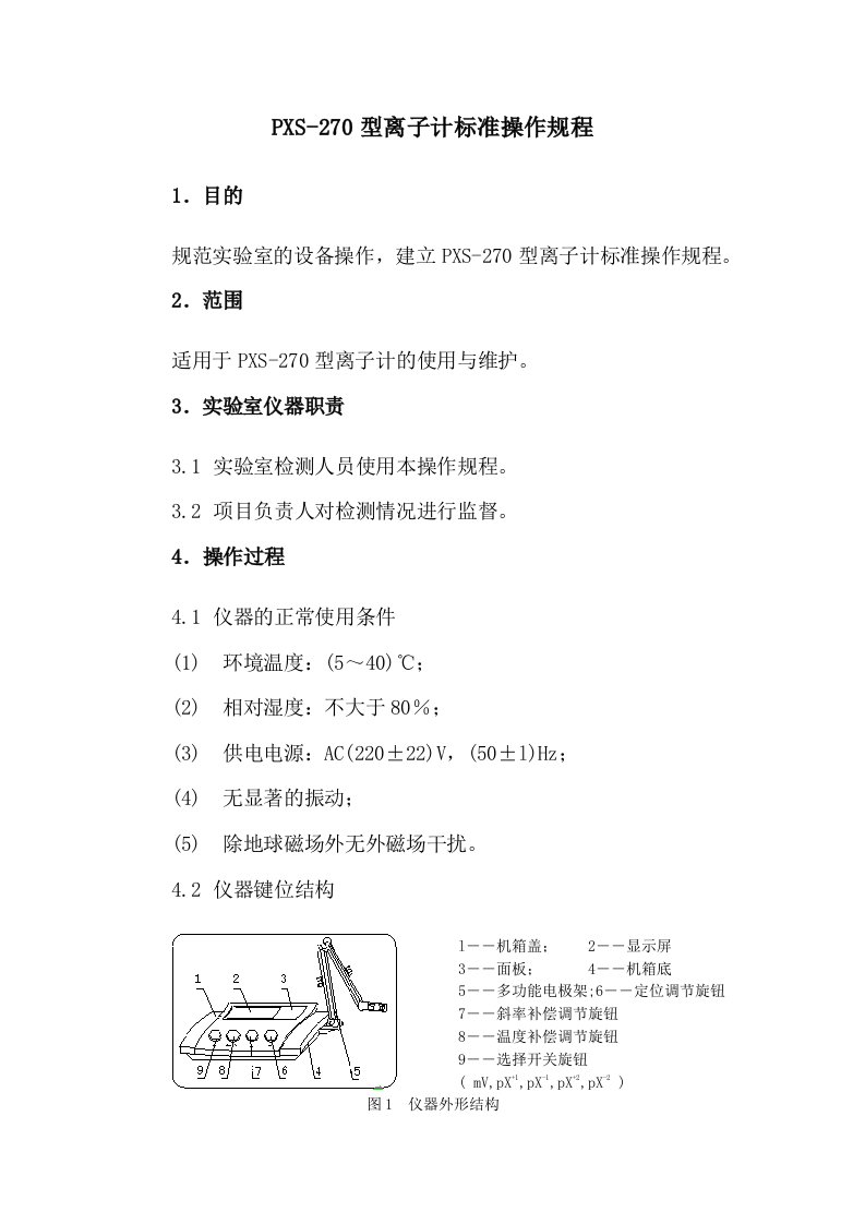 PXS270型离子计标准操作规程