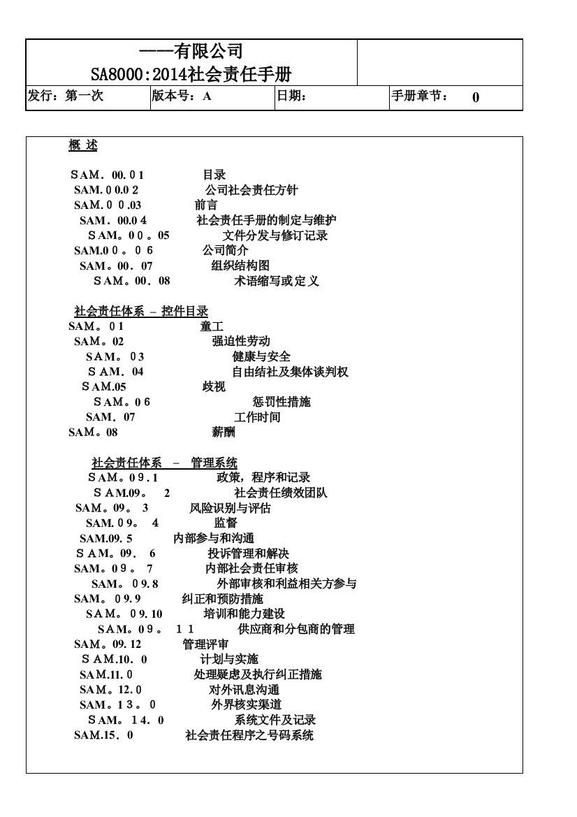 sa8000社会责任手册可编辑范本