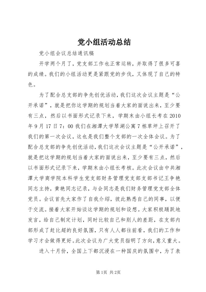 党小组活动总结_