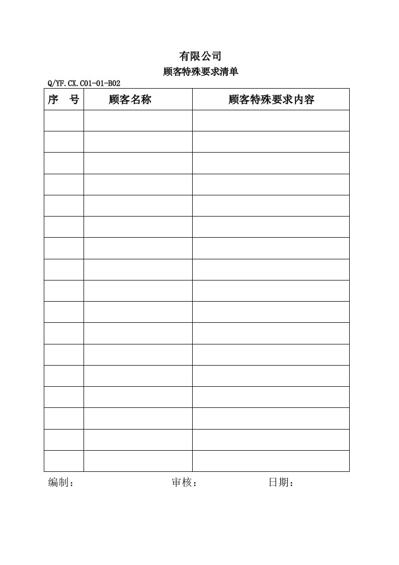 TS16949体系顾客特殊要求清单