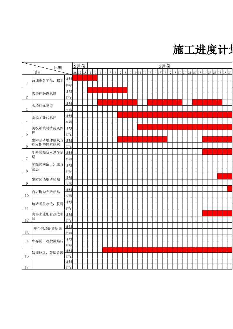 建筑工程管理-土建施工进度计划表