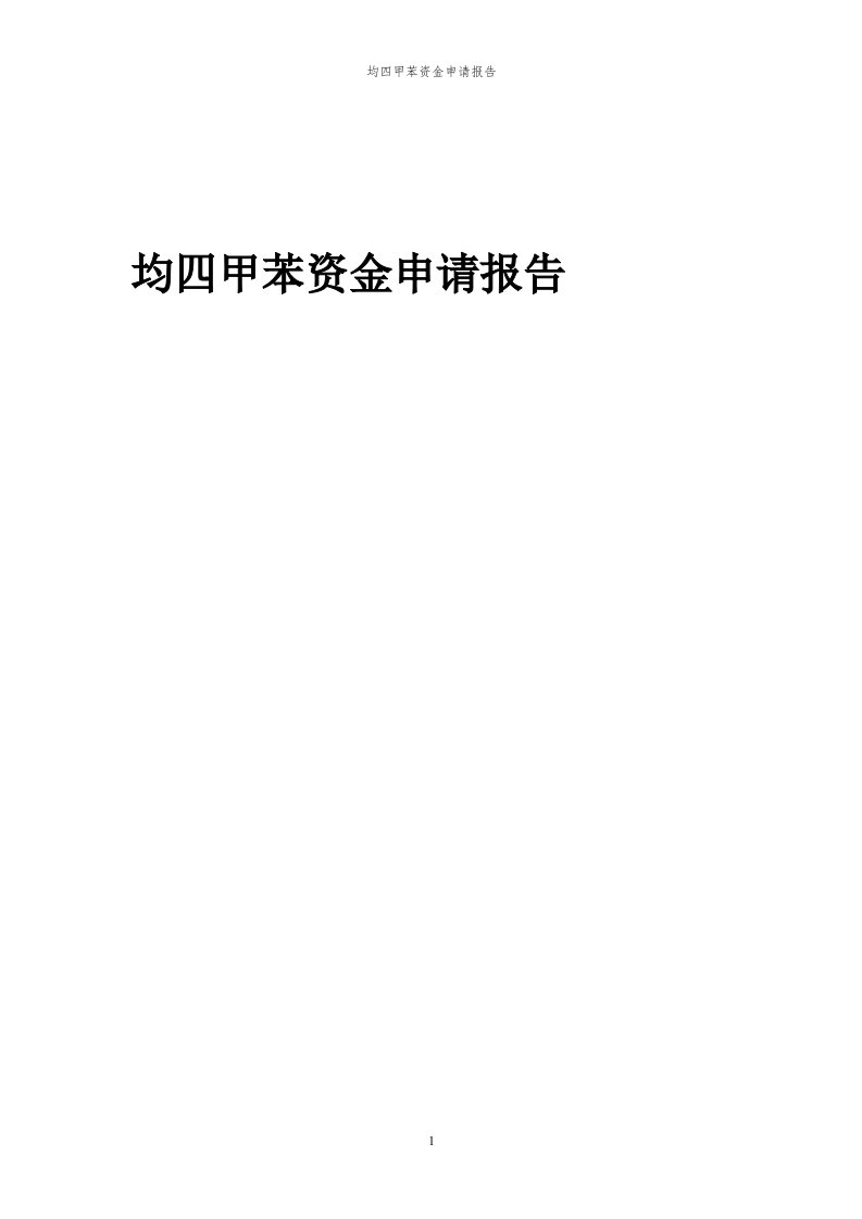 2024年均四甲苯项目资金申请报告代可行性研究报告