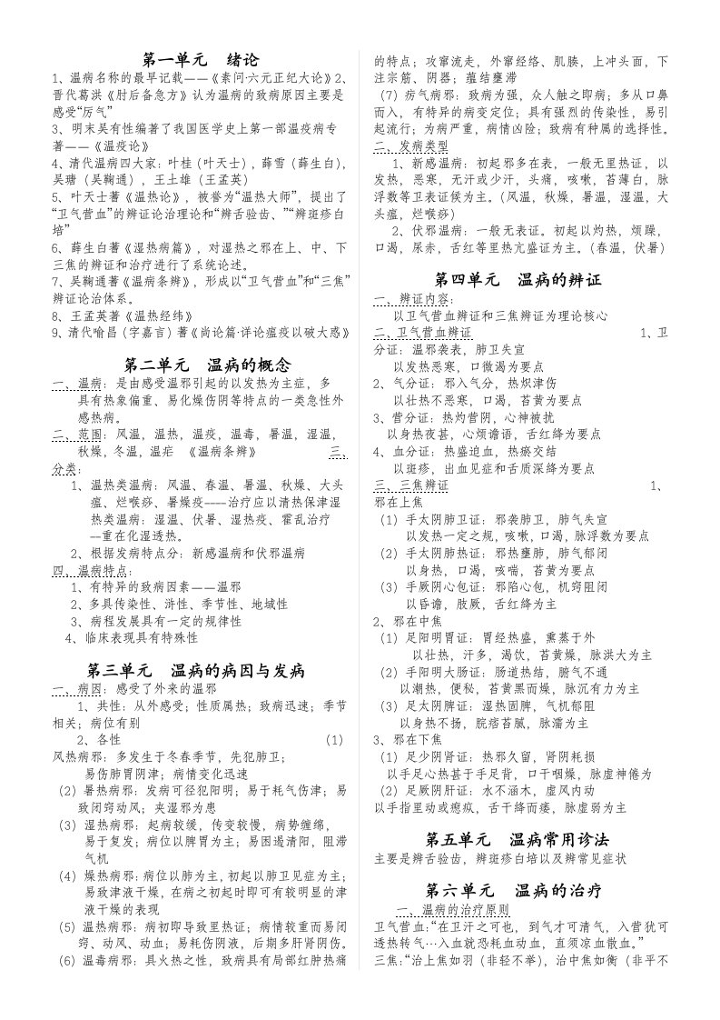 温病学复习重点