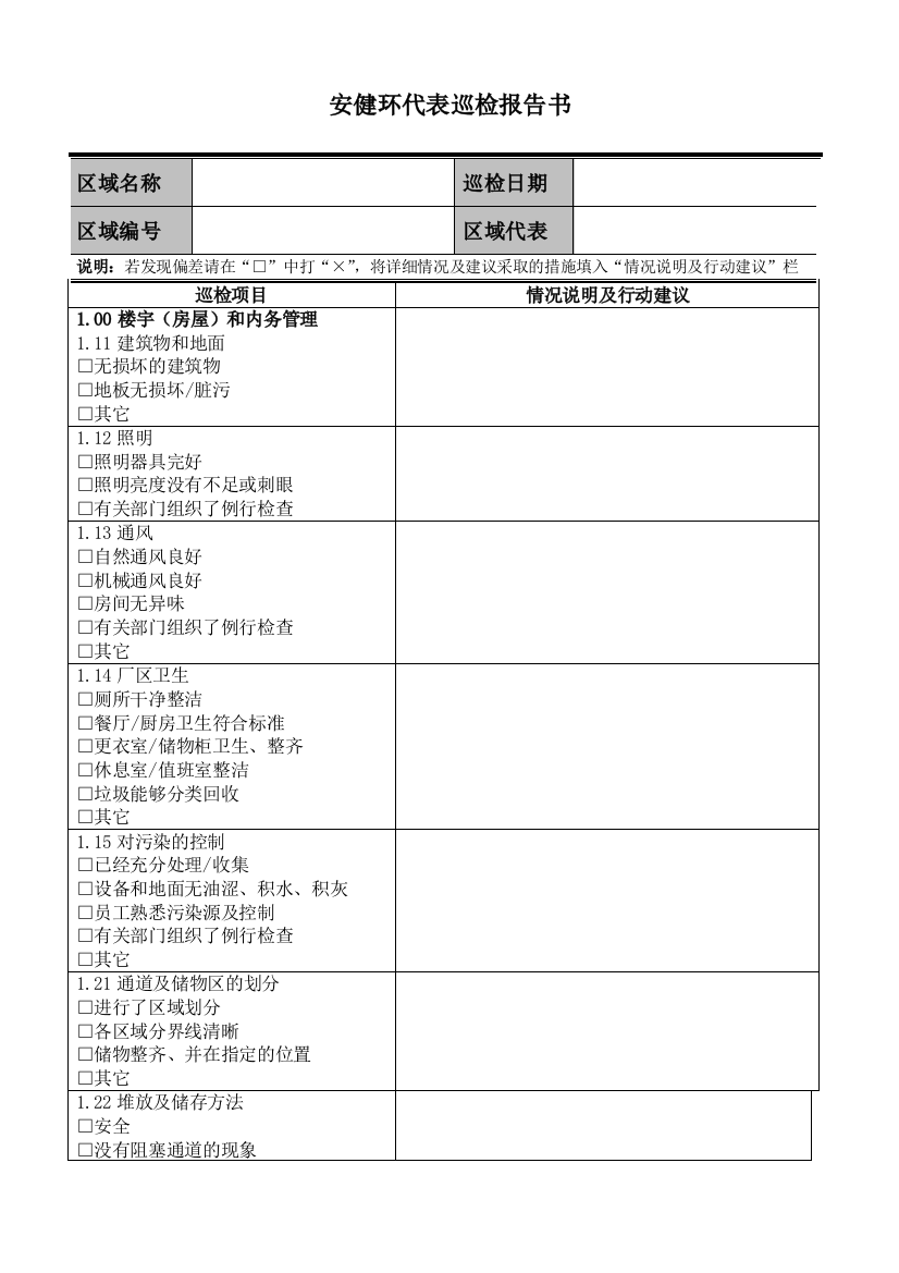 (完整版)安健环区域代表巡查报告书.docx-修订版