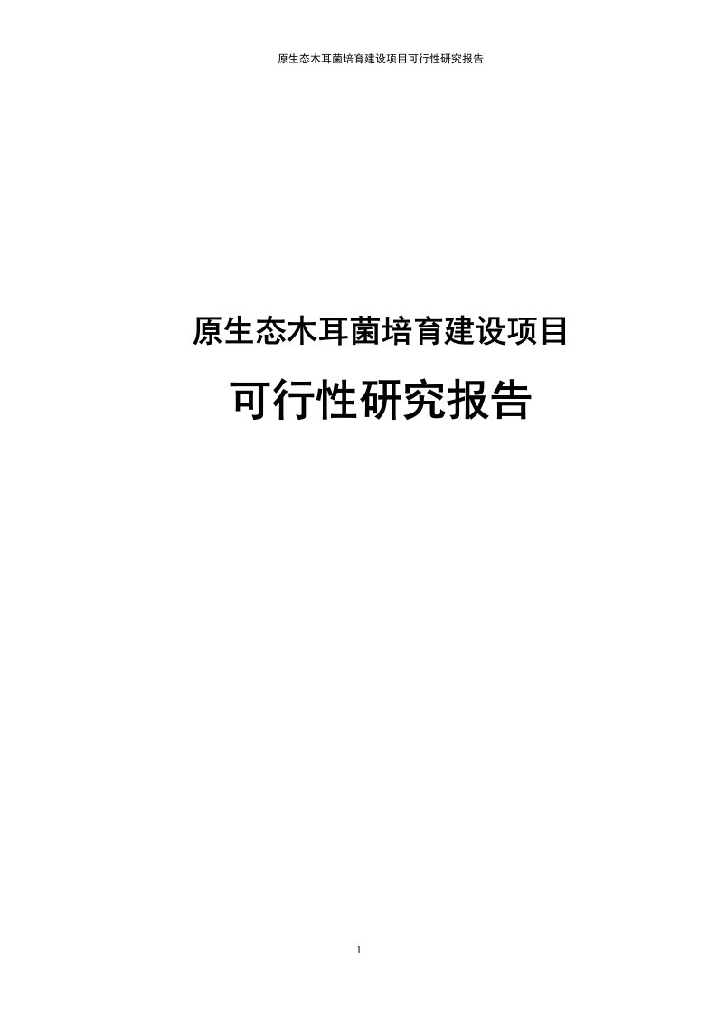 原生态木耳菌培育建设项目可行性研究报告