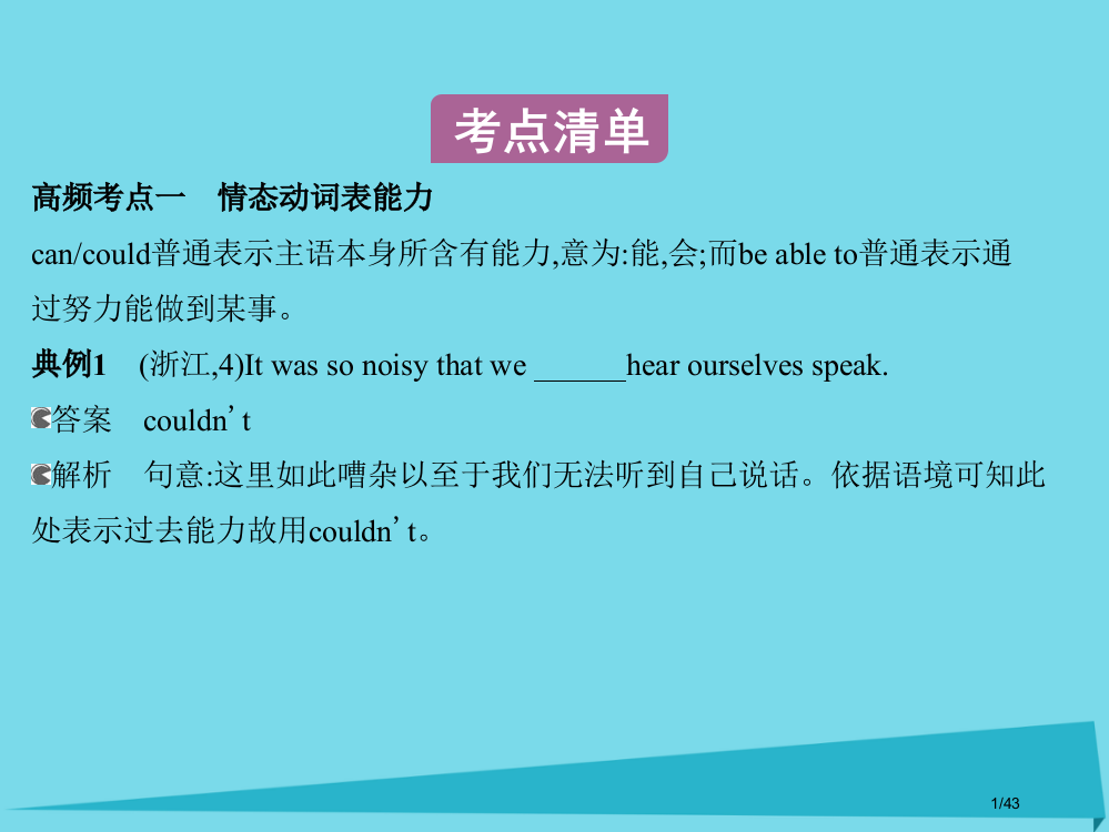 高考英语复习语法专练九情态动词和虚拟语气牛津译林版市赛课公开课一等奖省名师优质课获奖PPT课件