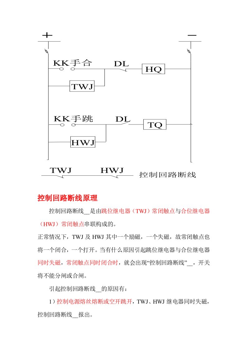 控制回路断线、事故总信号原理