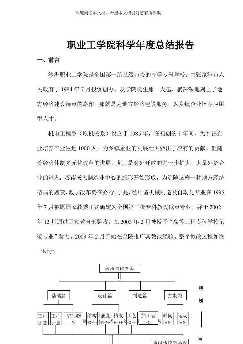 职业工学院科学年度总结报告