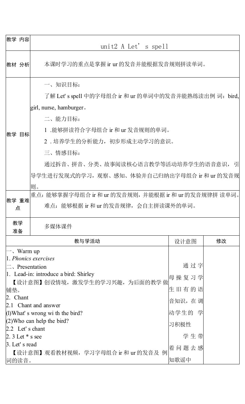 人教PEP版四年级英语下册《unit2