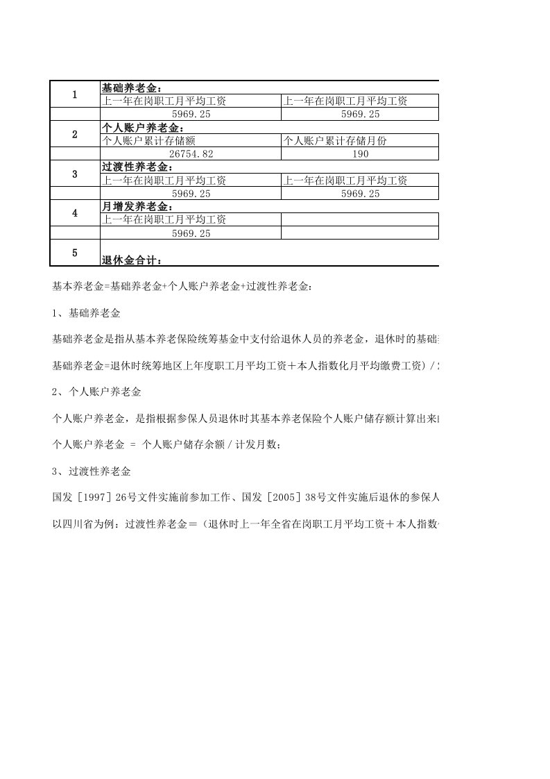 退休金计算表格(2018最新)