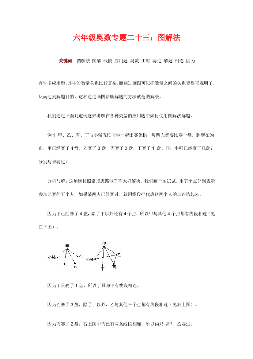 六年级奥数专题二十三图解法