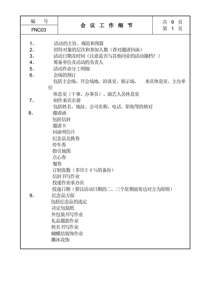 精选某公司会议工作管理制度实施细则