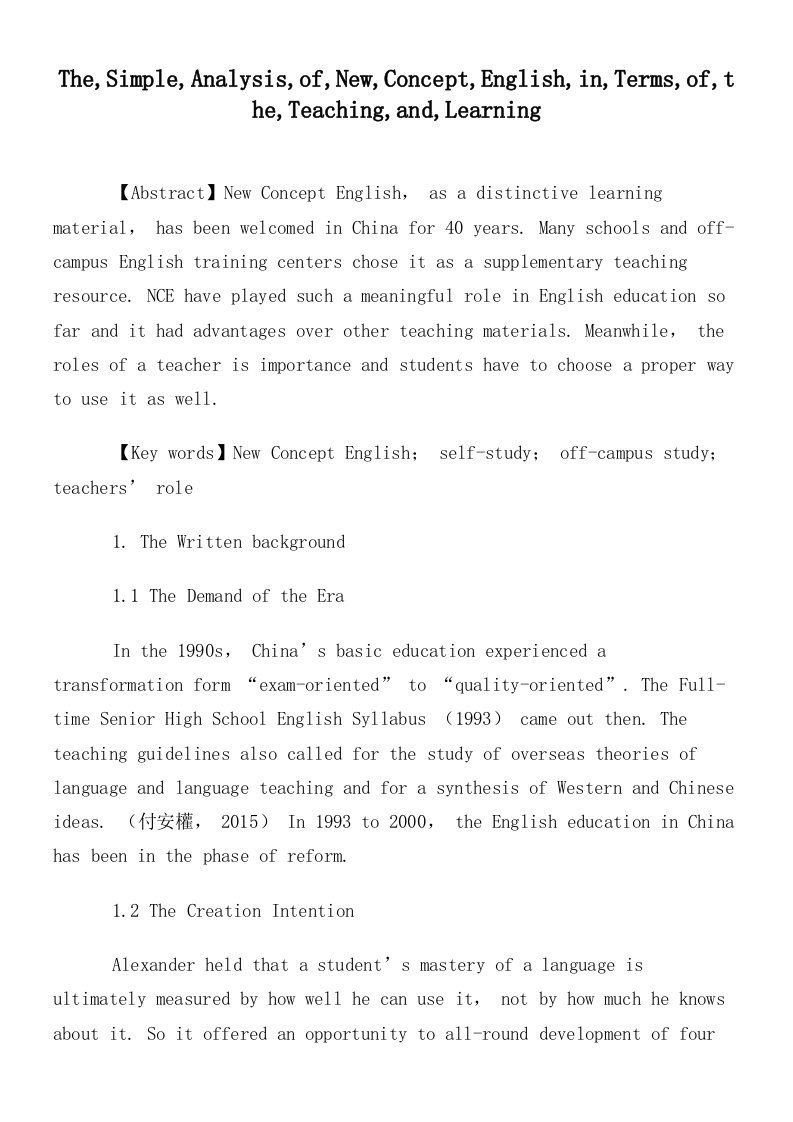 The,Simple,Analysis,of,New,Concept,English,in,Terms,of,the,Teaching,and,Learning