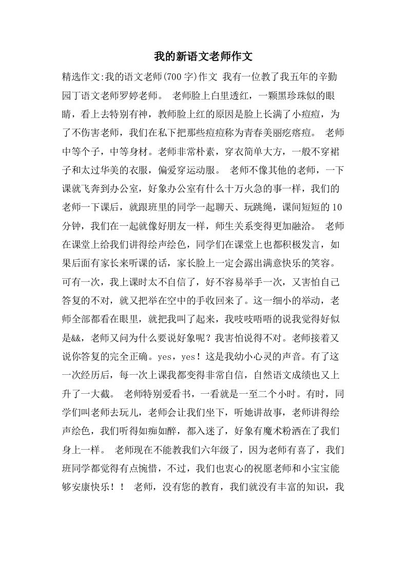 我的新语文老师作文