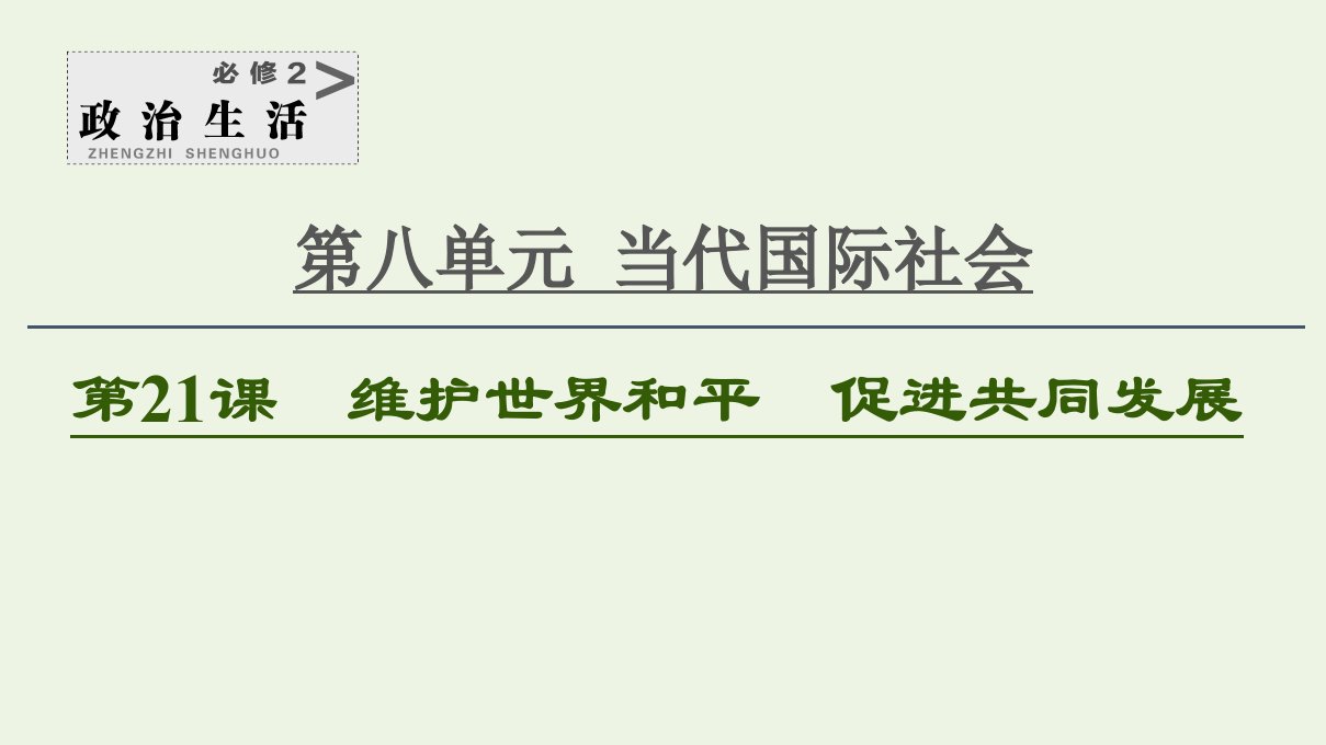 2021高考政治一轮复习