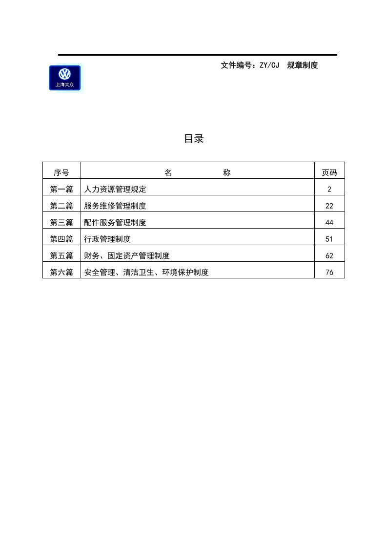 上海大众4S店全套运营管理手册