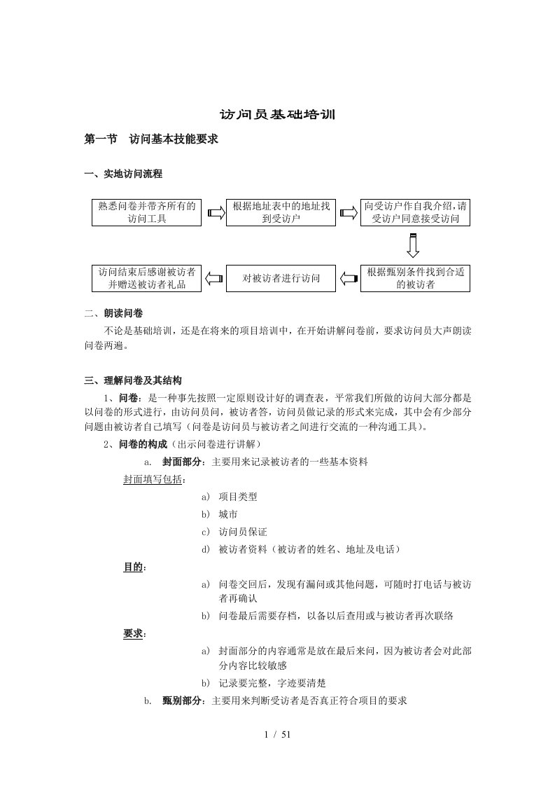 访问员的基本技能培训资料