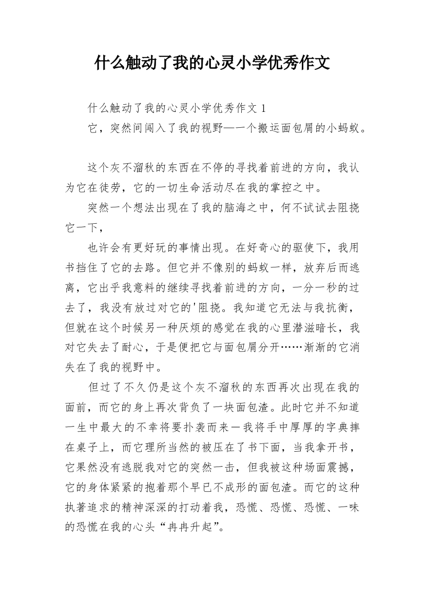 什么触动了我的心灵小学优秀作文