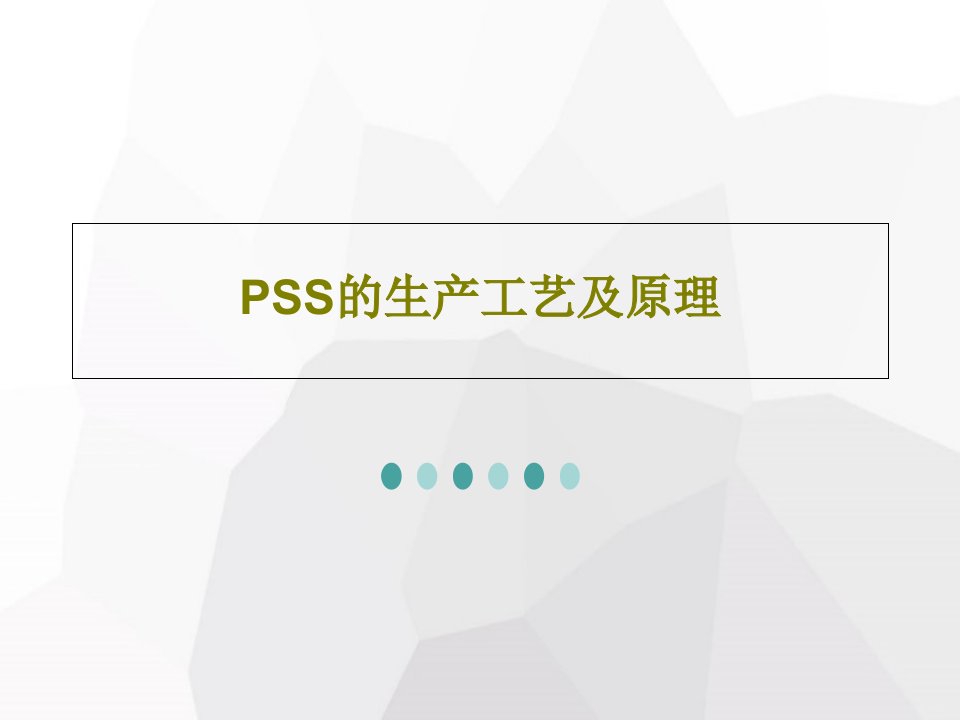 PSS的生产工艺及原理63页PPT