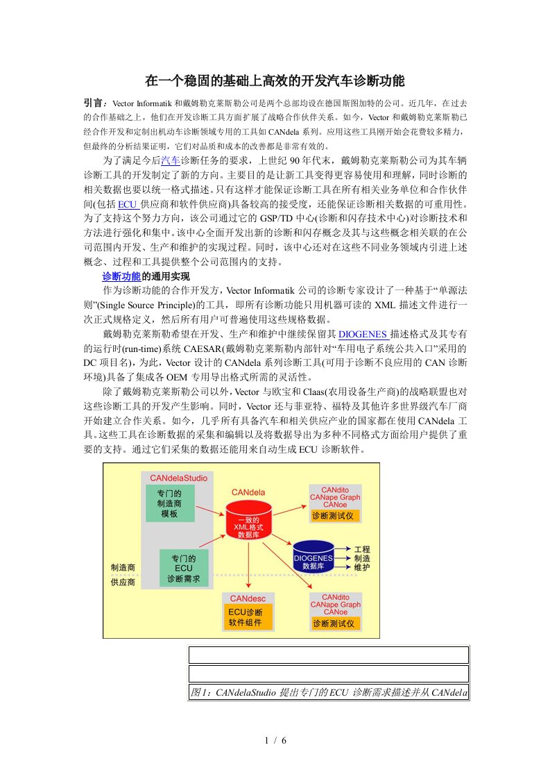 在一个稳固的基础上高效的开发汽车诊断功能