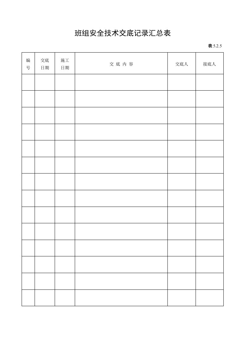 精品文档-5班组安全技术交底记录汇总表