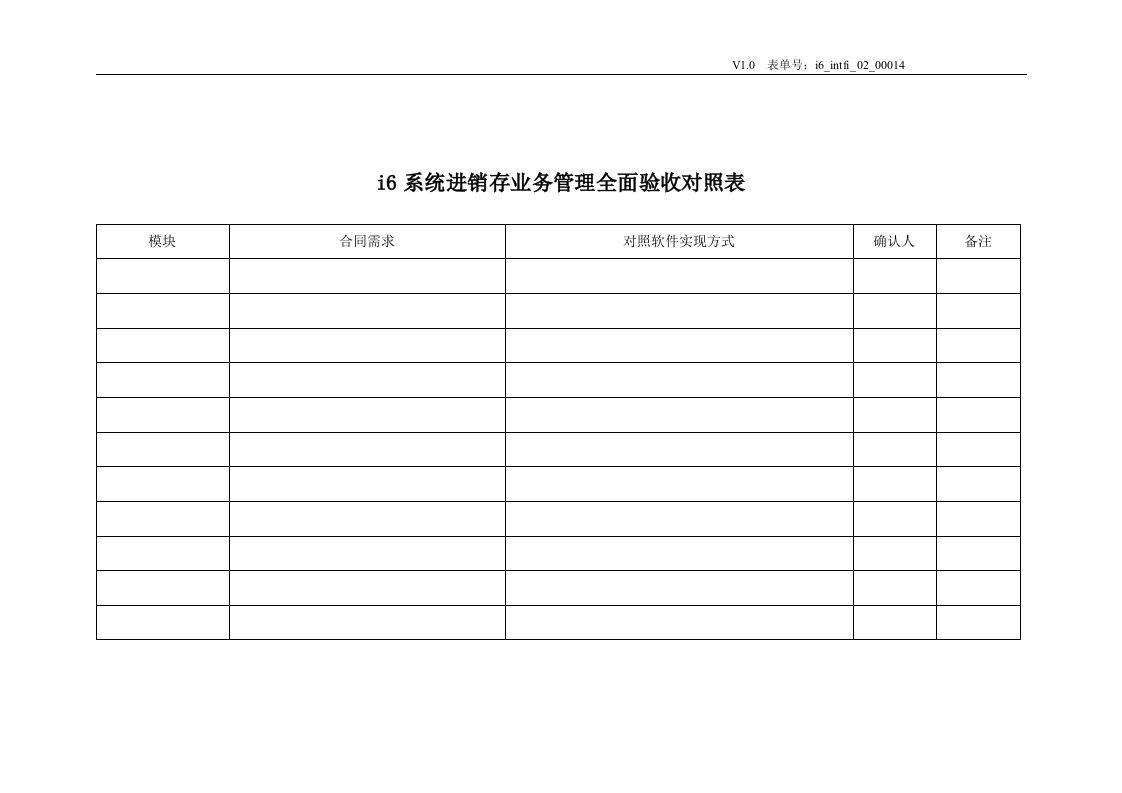 【管理精品】I6_INTFI_02_00014进销存管理全面验收对照表