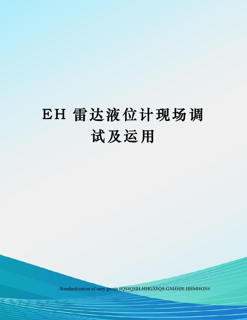 EH雷达液位计现场调试及运用