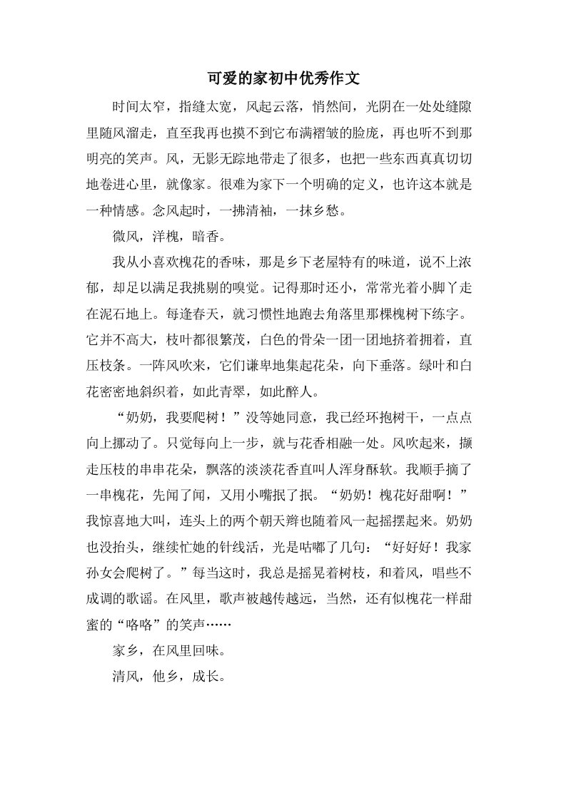 可爱的家初中作文