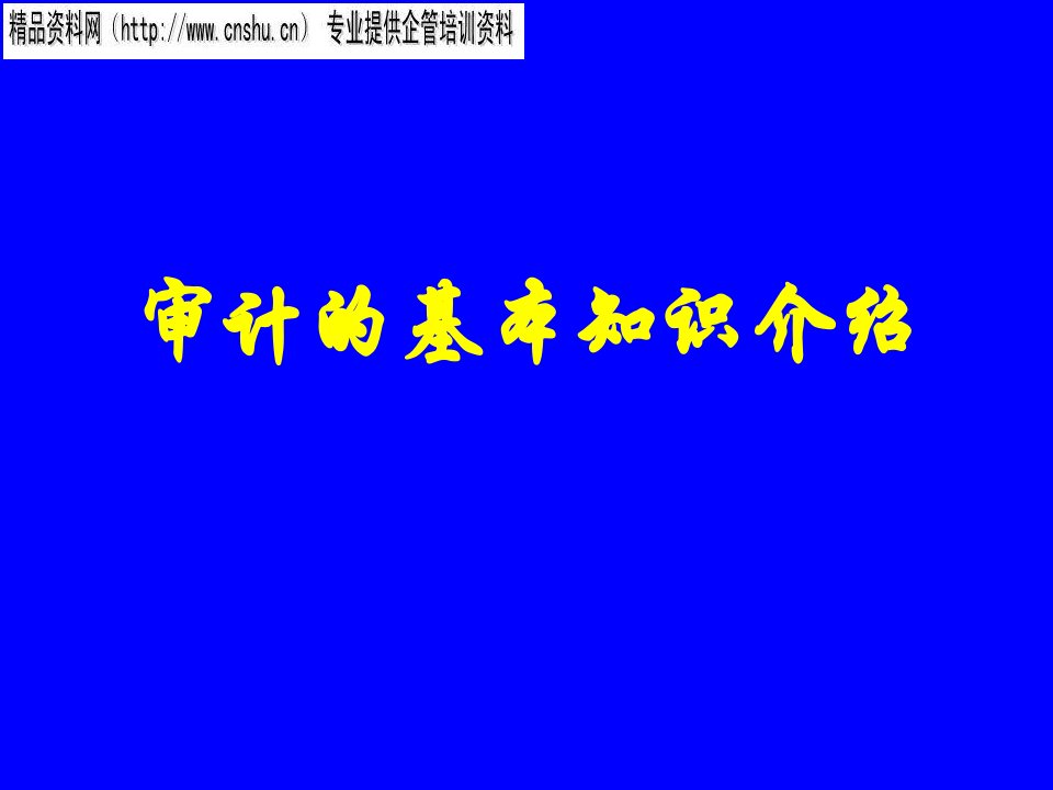 审计的基本知识简要介绍