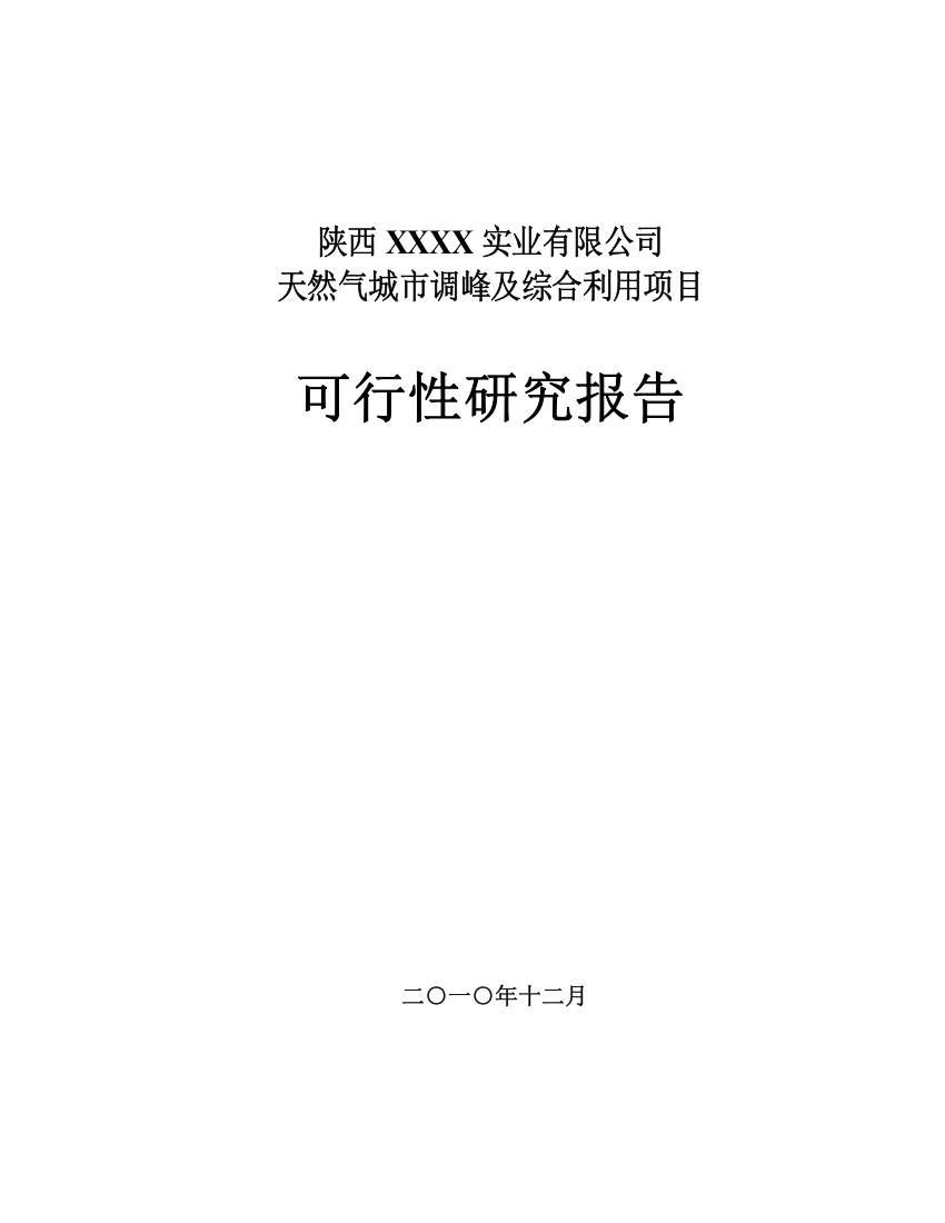 天然气城市调峰及综合利用项目可行性研究报告