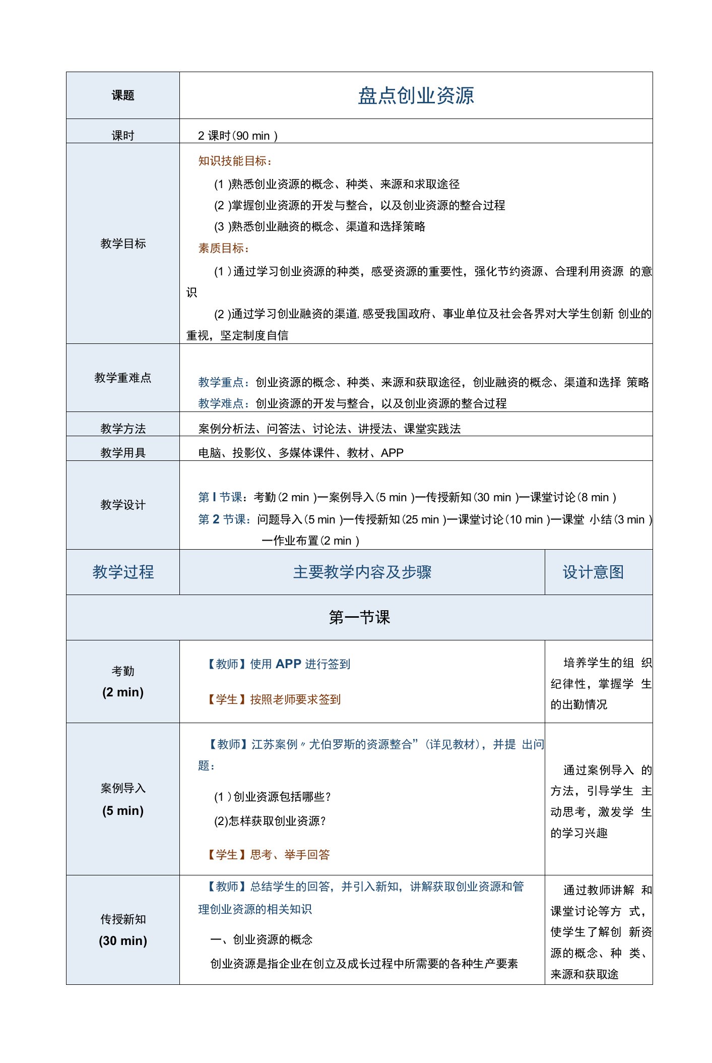 《大学生创新创业基础教程》教案