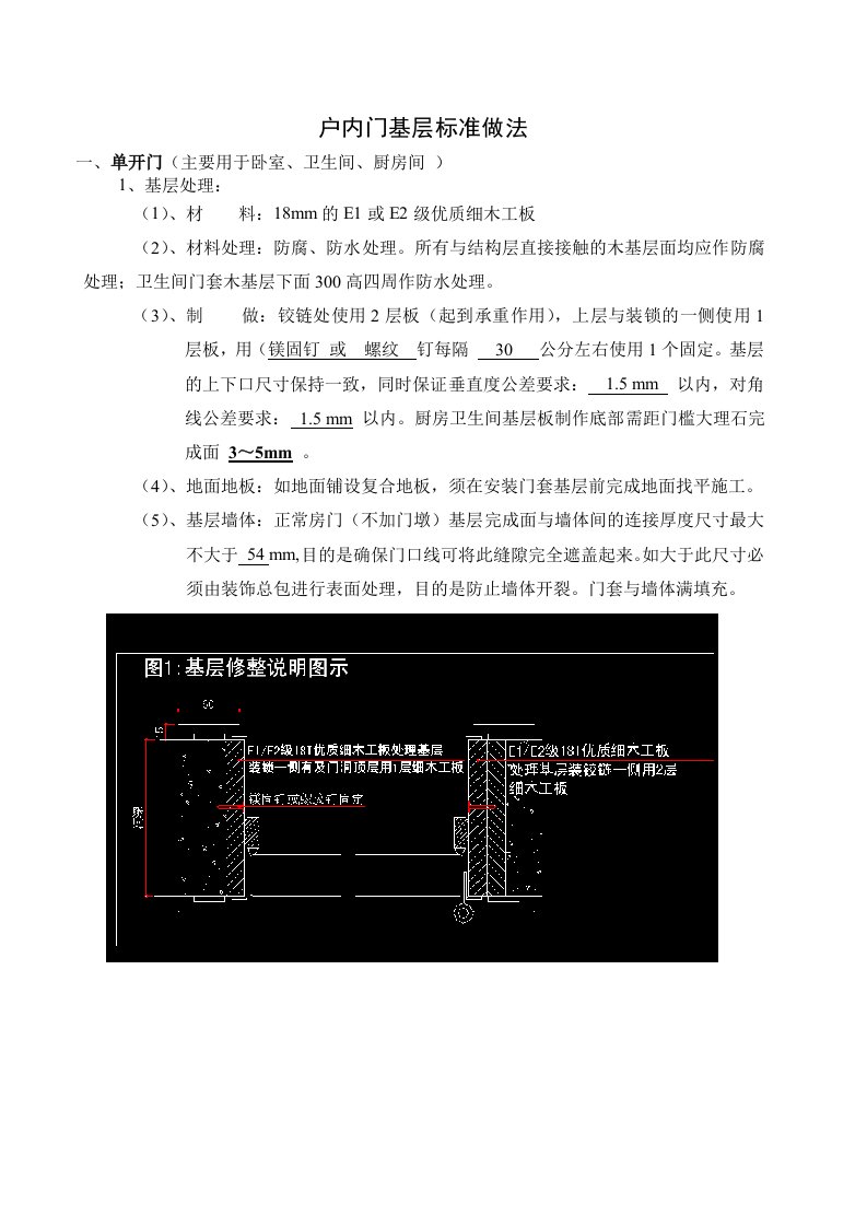 户内门基层标准做法