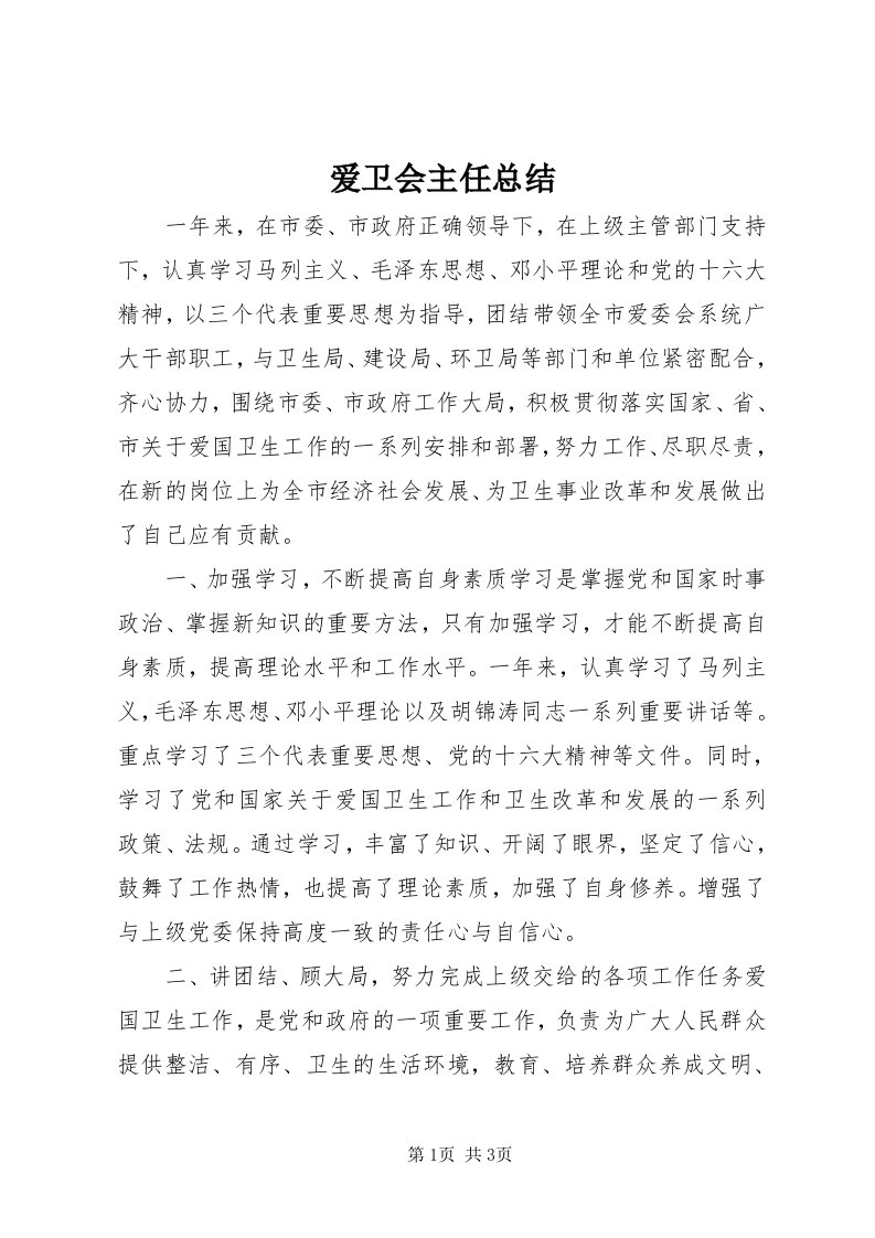 爱卫会主任总结