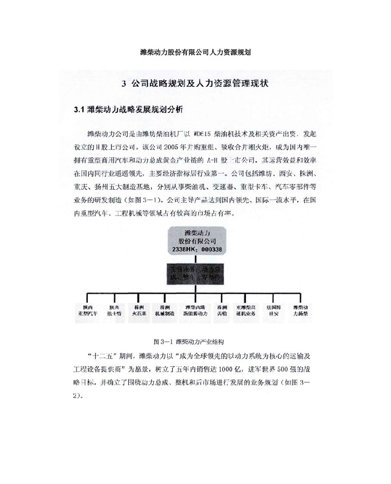 潍柴动力股份有限公司人力资源规划